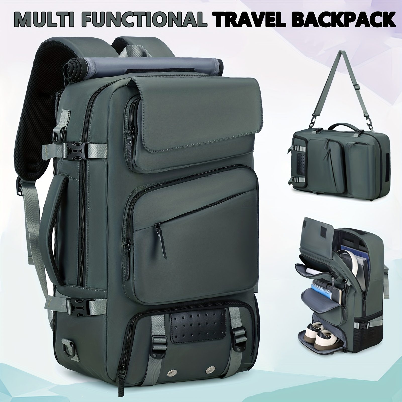 Men'S 39.62cm Laptop Backpack with Airline-Approved TSA Lockable Zipper Closure, 39.62cm Laptop Compartment & 39.62cm Tablet Sleeve - Heavy-Duty Travel Backpack with Padded, Adjustable Shoulder Straps, Shoe Storage & Luggage Strap - Ideal For Business - Image 7