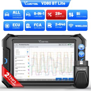 VDIAGTOOL VD80BT LITE Car Diagnostic Scanner - OBD2 Code Reader with FCA ECU Coding, PMI & DOIP Support, 28 Special Functions And 2-Year Free Updates