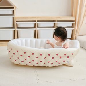 Nordic-style Inflatable Bath Basin for Newborns and Babies, Inflatable Bath Basin for Infants and Toddlers, Portable Bath Basin for Going Out, Play Pool
