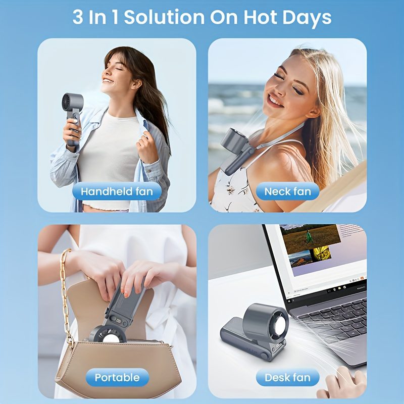 Portable electric fan, rechargeable handheld fan, 6000mAh, with ice pack, 199 speed handheld turbo fan, with digital display screen - quiet, suitable for outdoor, family, and outdoor travel. - Image 8