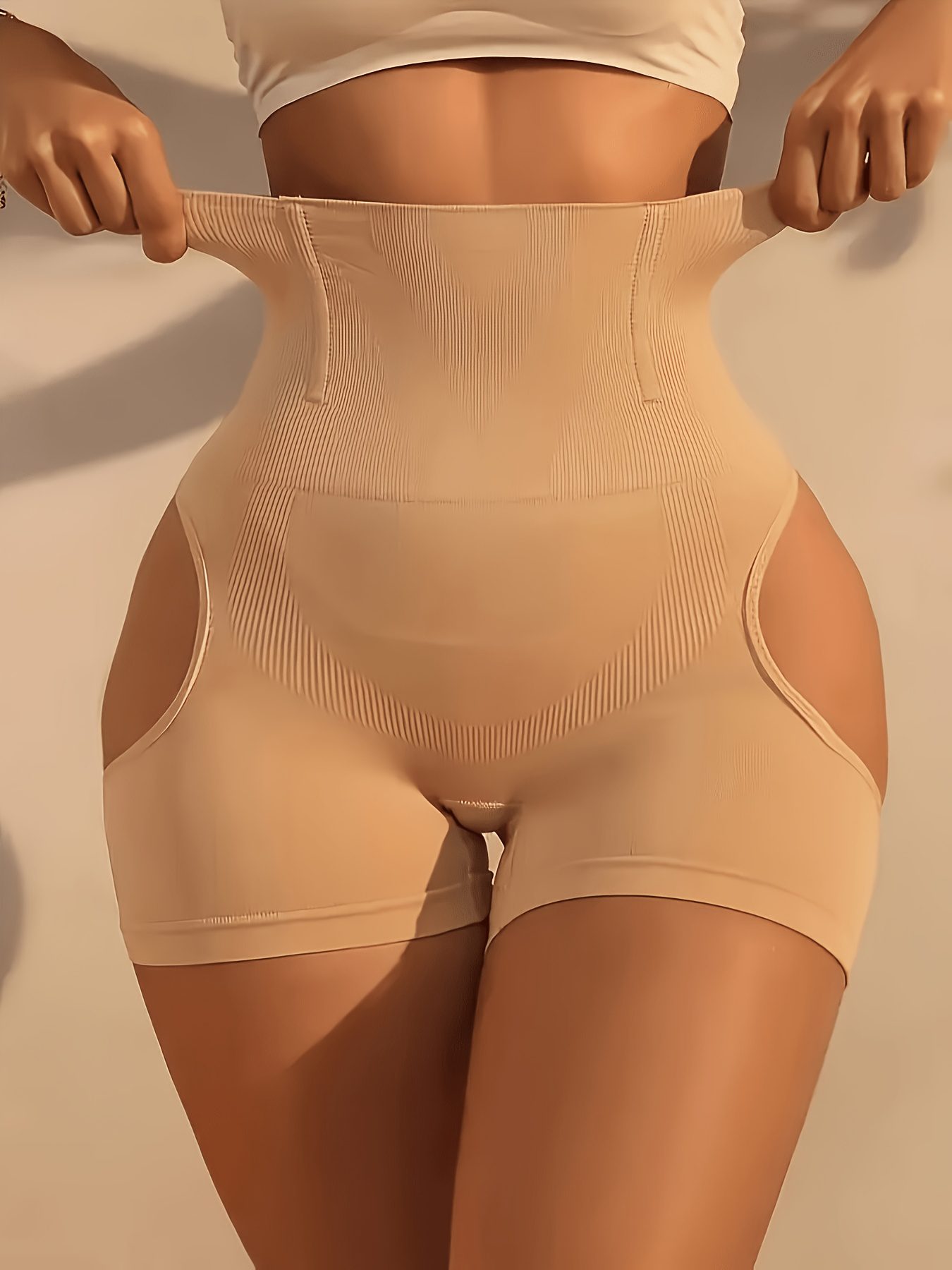 1pc Seamless Comfortable Women's High-waisted Hip-lifting Hollow-out Shorts, Stretchy Casual Attire Women's Underwear - Image 5