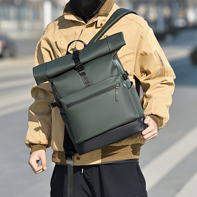 New Functional Style Casual Versatile Single-Shoulder Bag, Large Capacity Solid Color Simple Tote Storage Bag, Business Trip Backpack, Travel Hiking Mountaineering Backpack