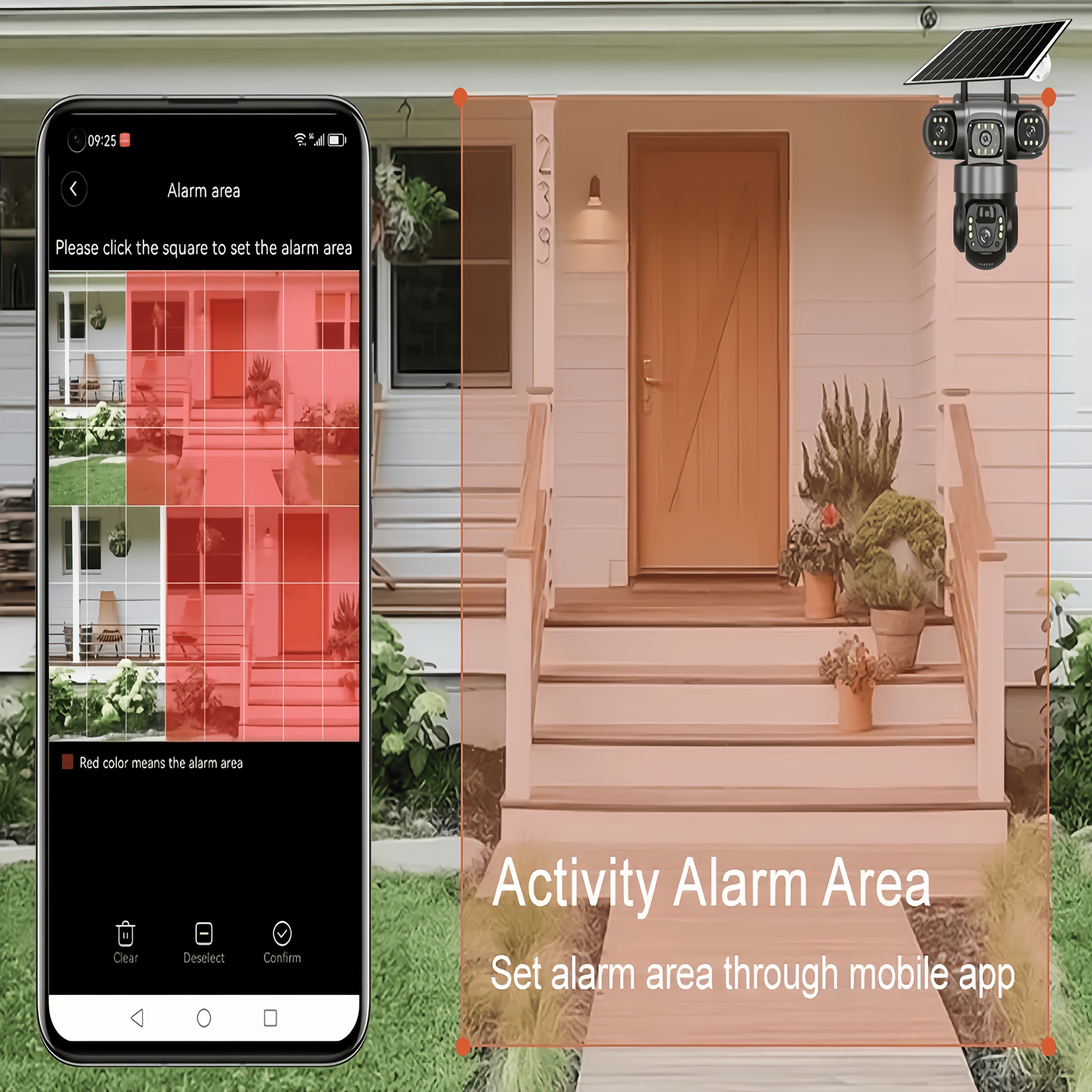 New Model 3 Lens 3 Screen Security Camera Wireless Outdoor - Solar/Battery Powered, WiFi & No SIM Card Needed (Connect & Use) | Multi-Angle Monitoring for Home/Patio/Yard | AI Motion Detection, Color Night Vision, 2-Way Audio, Siren, Cloud Storage - Image 9