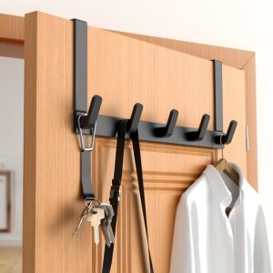 1pc Contemporary Door Hook Rack - No Drill Door Back Hook, Five Tier Door Garment Hook, And Bag Organizer Ideal for Bathrooms, Kitchens, And Living Areas