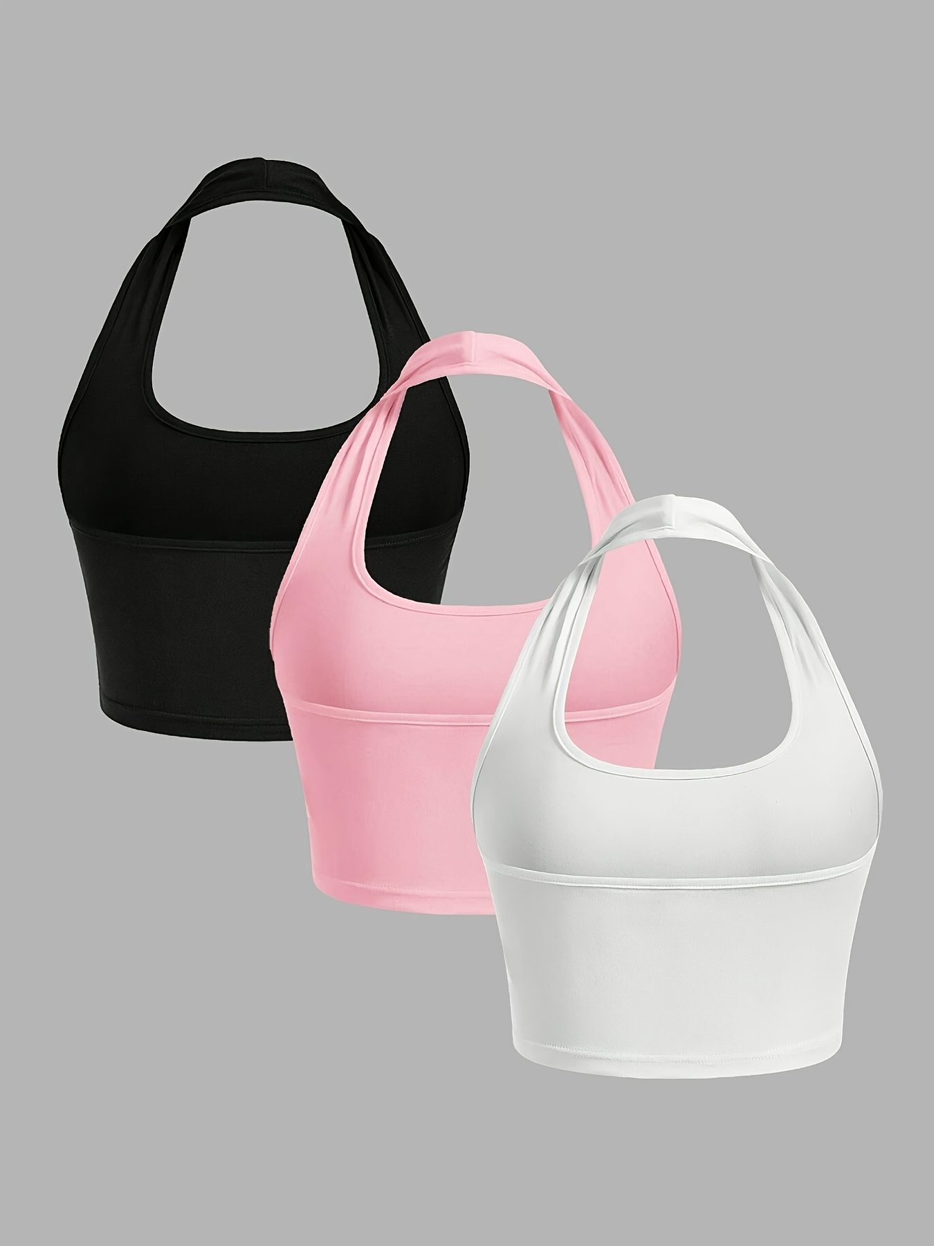3-piece New Sexy Halter Neck Tank Top, Solid Color Sexy Casual Camisole Top for Women - Image 7