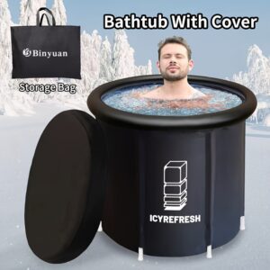 Large Ice Bath Tub for Athletes with Cover with Storage Bag 105 Gallons(400L) Portable Cold Plunge Tub
