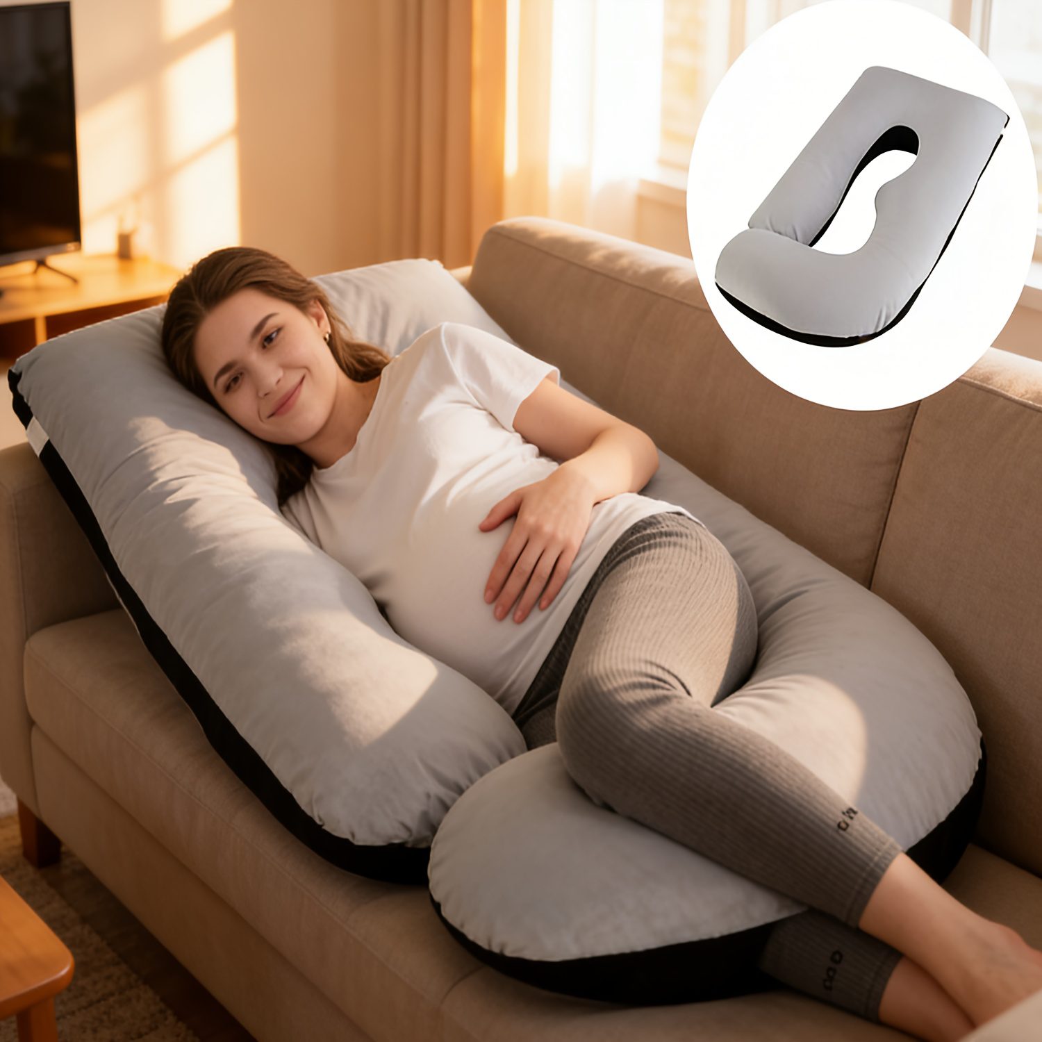 New U-shaped Ergonomic Body Pillow for Fatigue Relief and Posture Support - Image 2