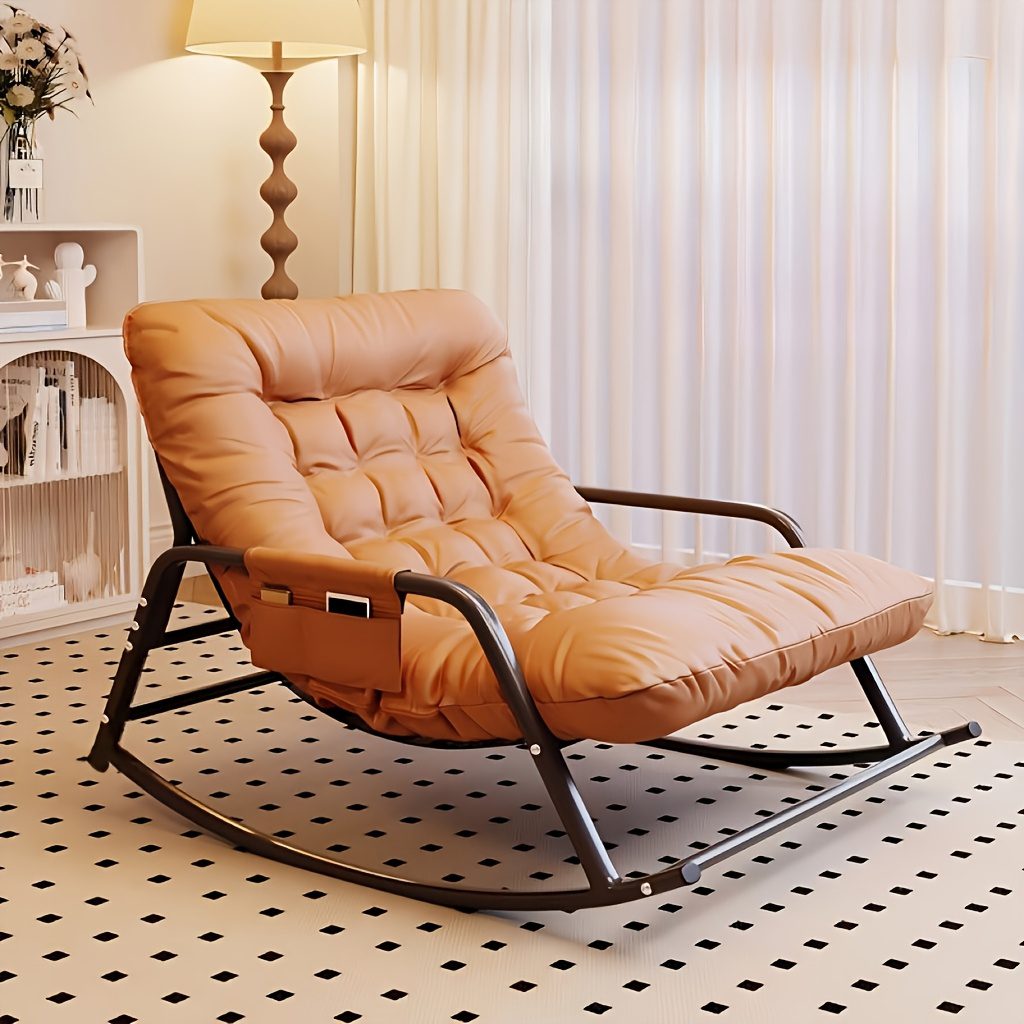 Stylish Rocking Chair for Living Room and Bedroom, Indoor Two-Seater Sofa Recliner with Cushion, Multi-Functional Zero Gravity Recliner for Bedroom, Study, Reading Nook, Bay Window Area, Rocking Chair with Soft Padded Cushion for Plush Comfort + - Image 2