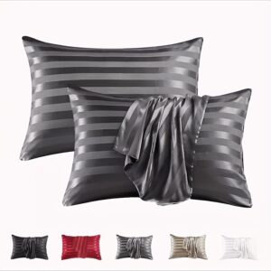 1pc Comfortable and Breathable Striped Satin Pillowcase - Envelope Closure - Soft and Skin-Friendly