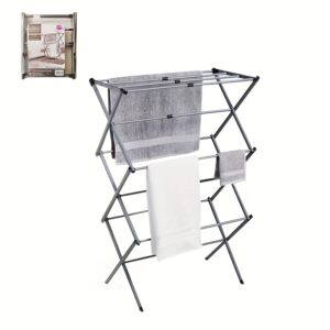 Expandable Three-Tier Drying Racks for Clothes, Collapsible Airer for Laundry And Towels, Designed to Save Space, Suitable for Indoor And Outdoor Hanging, Lightweight And Compact, Folds for Easy Storage, Made of Steel, Ideal for Air-Drying Garments