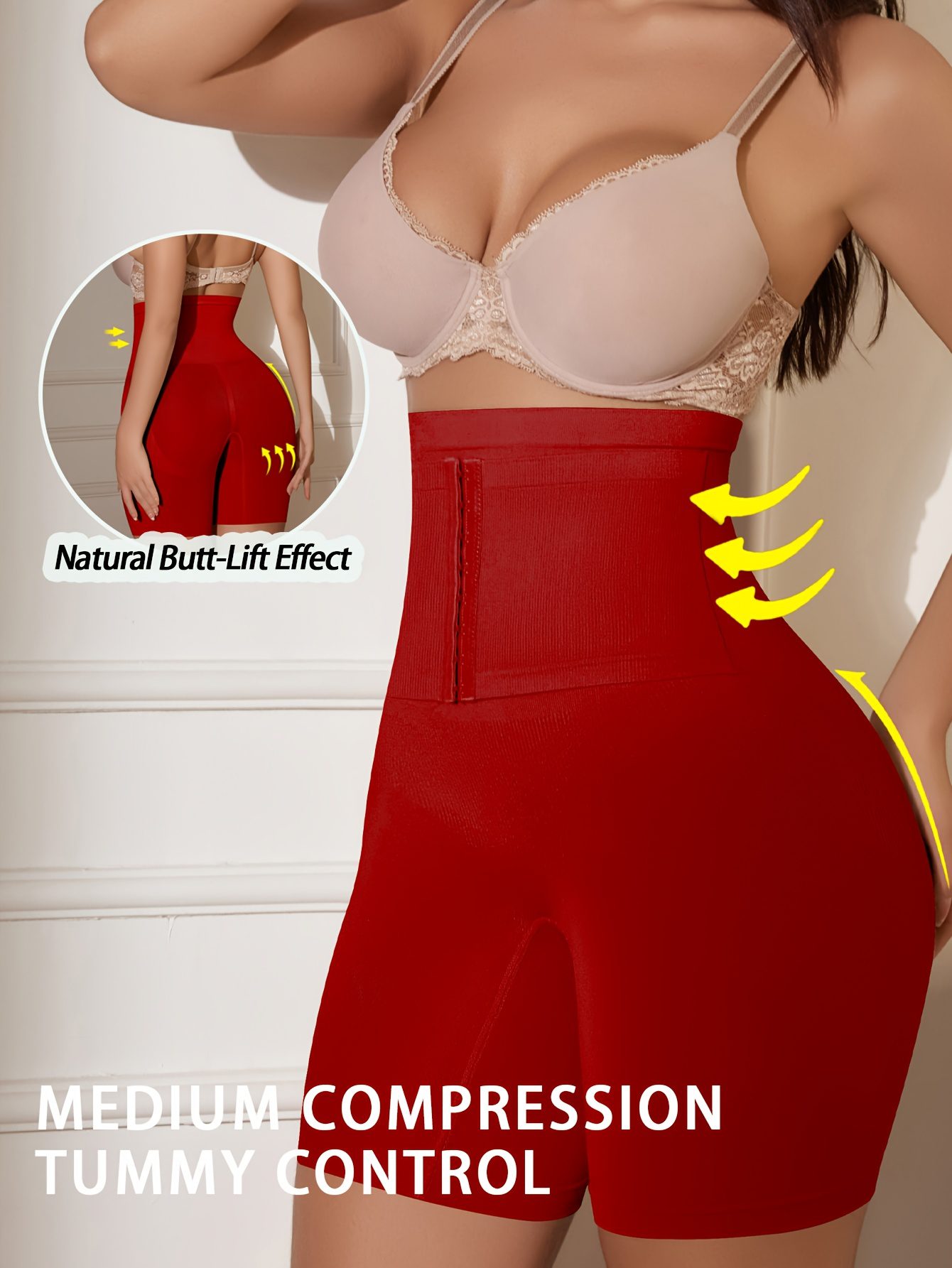 1pc of High-Waisted Seamless Shorts with a Front Hook Fastening for Abdomen Control - Image 10