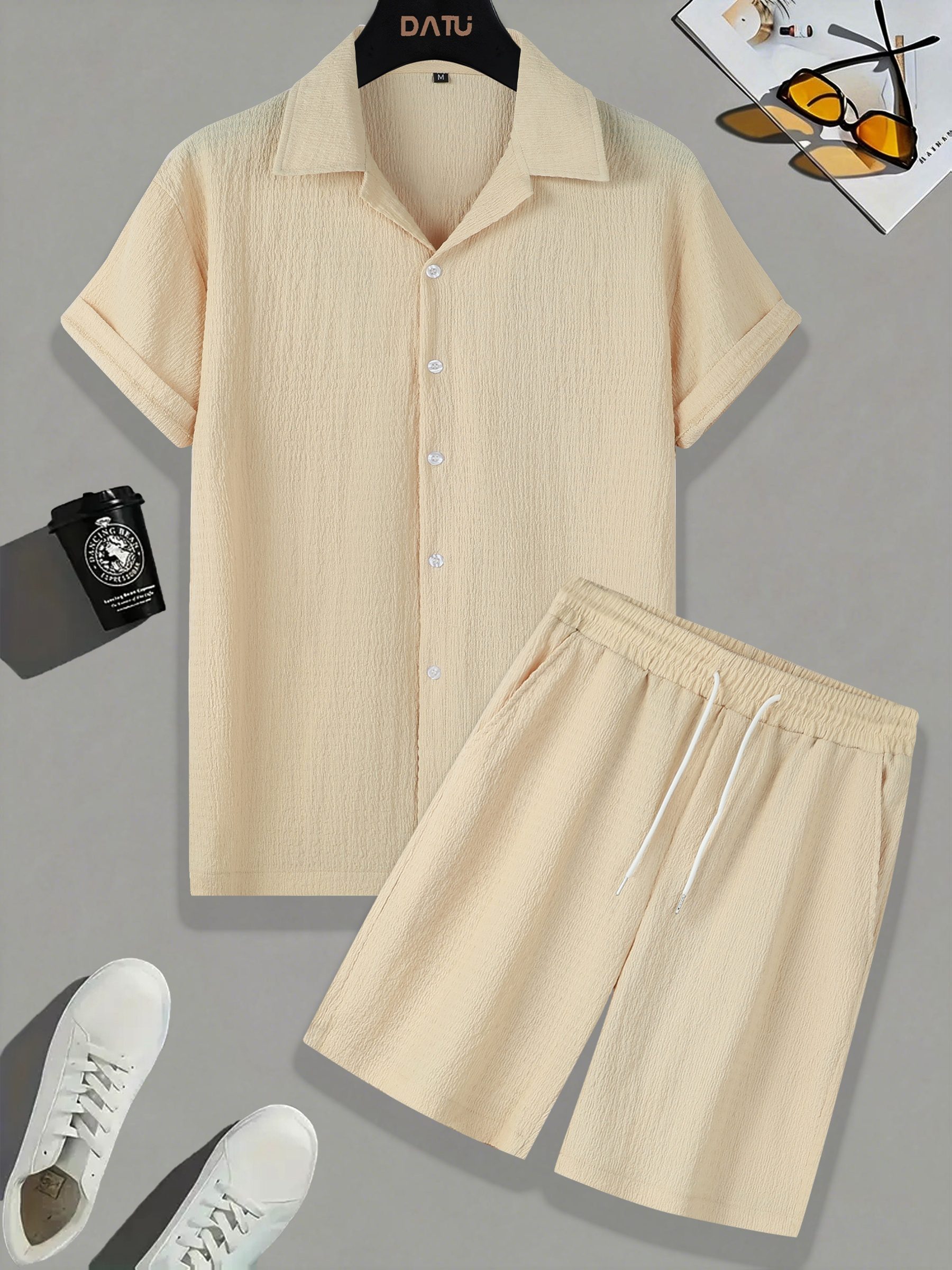 Men's Summer Casual Sportswear Set - High-Quality Shirts with Trendy Short Sleeves and Shorts 2pcs Set - Image 7