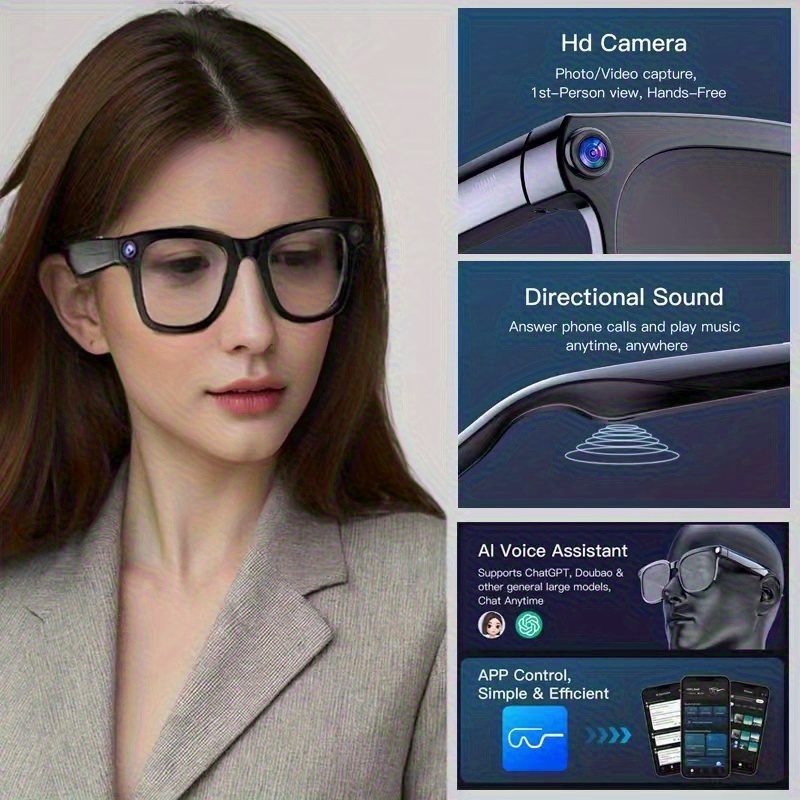 Smart Glasses Equipped with AI for Real-Time Translation And Object Identification, Featuring Open-Ear Audio, a Lightweight Design, And Up to 8 Hours of Battery Life, Perfect for Daily Use, Work, Travel - Image 3