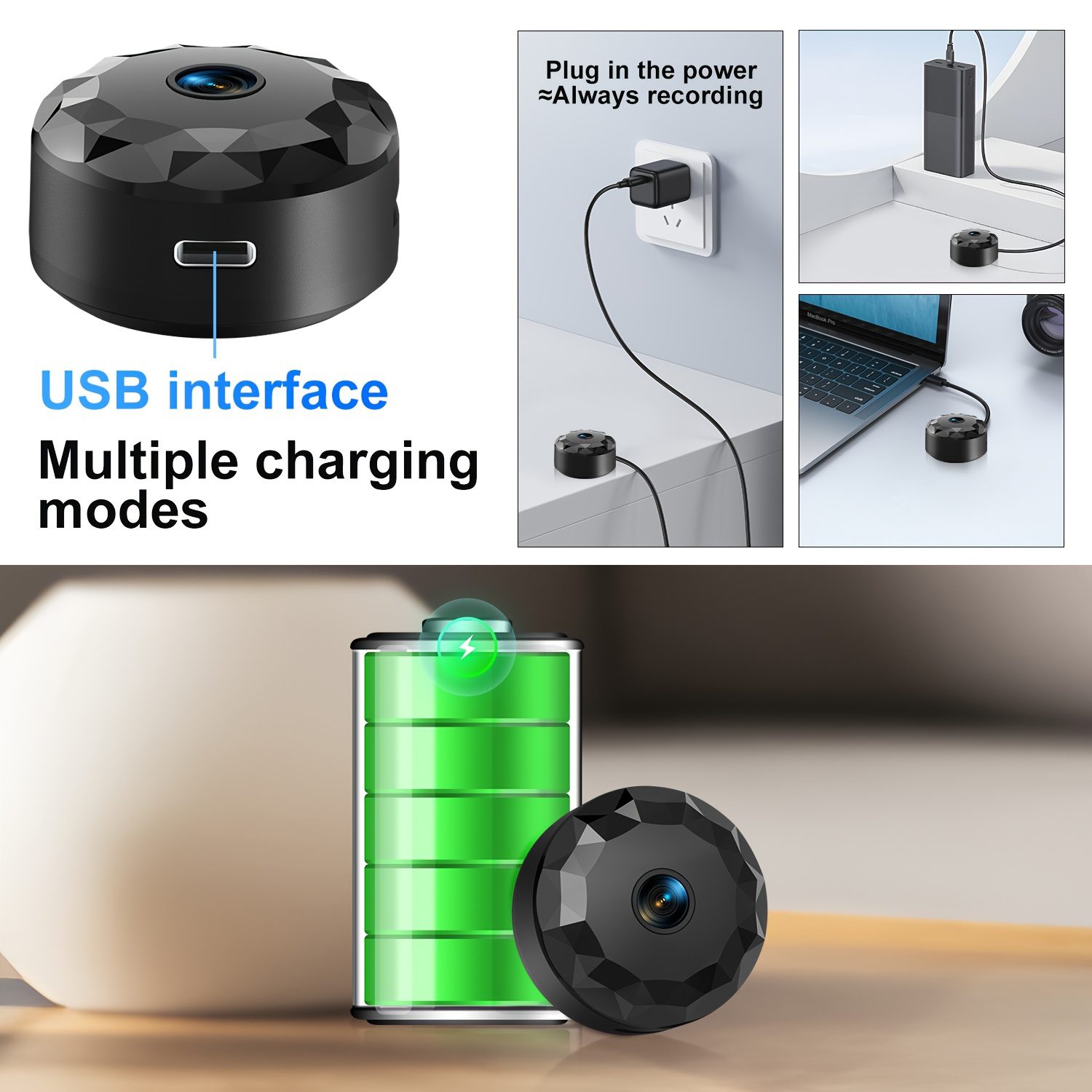 Smart Wireless Security Camera - 2.4GHz WiFi Indoor/Outdoor, USB Rechargeable for Travel/Renters | Home Pet Monitoring, No SD Card, Mobile App - Image 8