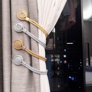 Two Curtain Tiebacks, Easy Cotton Rope Curtain Ties, Handmade Curtain Strings, Magnetic Curtain Clips