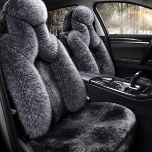 Front Row Single Seat, Luxury Elegant Full-Cover Artificial Fur Long-Pile Winter Car Seat Cover – Soft, Comfortable & Warm, Suitable for Most Cars, Interior Decoration Accessory, Fluffy Car Seat Covers, Car Cushion Seat, Car Covers Seat Full Set, Car