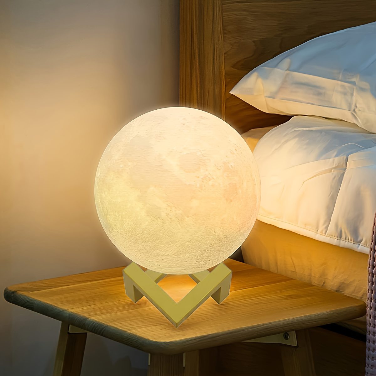 PINOCO Smart RGB 128-Color Moon Lamp with Remote & Touch Control, -Free Color/Brightness Adjustment, - Night Light Suitable for Bedside, Desk Decor, Birthday & Anniversary Gifts - Modern Crescent Light Bulb - Image 2