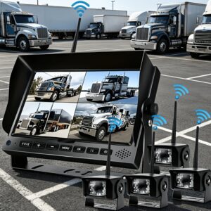 5pcs/set Wireless RV Backup Camera Kit for Truck Digital Wireless Rear Side View Cameras & 4-Split 17.78cm DVR Monitor, 4-Ch Full View Cameras for Trailer Truck Camper