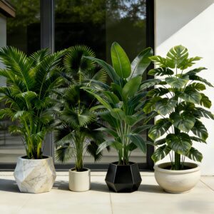 4pcs of 40-Inch Large Artificial Greenery - Outdoor Artificial Plants - Realistic Lush Green Foliage | Suitable for Indoor and Outdoor Multi-Scene Placement, Ideal for Home, Courtyard, Office, Wedding, Balcony, and Garden Decoration