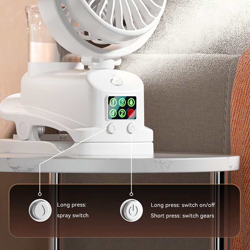This Is a 2-In-1 Fan And Humidifier, Featuring 4 Adjustable Wind Speeds And 2 Humidity Levels, Designed As a Portable Desktop Fan. It Operates Silently at 360° - Image 8