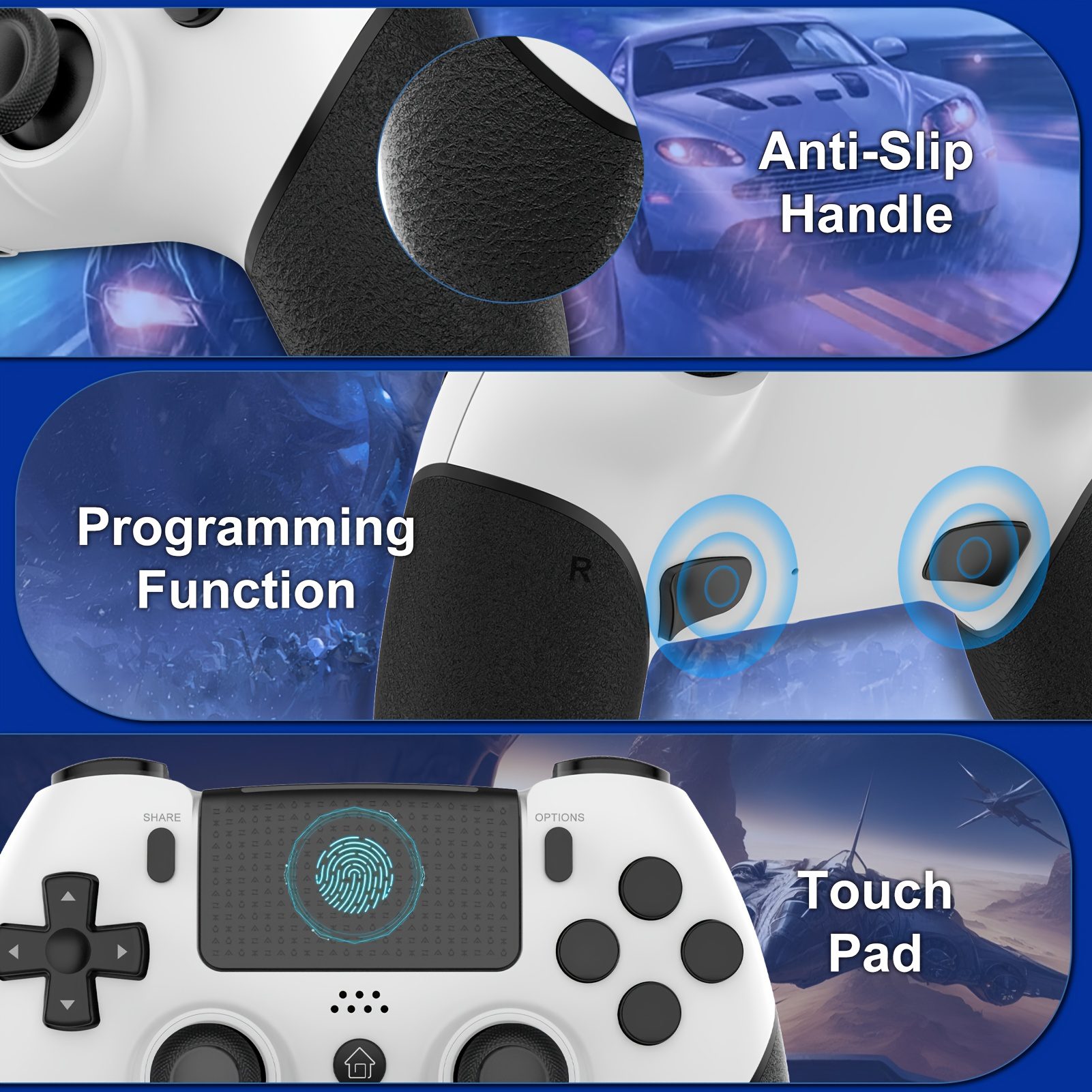 Wireless Game Controller for PS4, Slim, Pro, And PC Featuring Hall Effect Joysticks, a Gamepad with a 1000Mah Battery, Vibration, 6-Axis Gyro, Multi-Touch Pad, And a 3.5Mm Audio Jack - Image 8