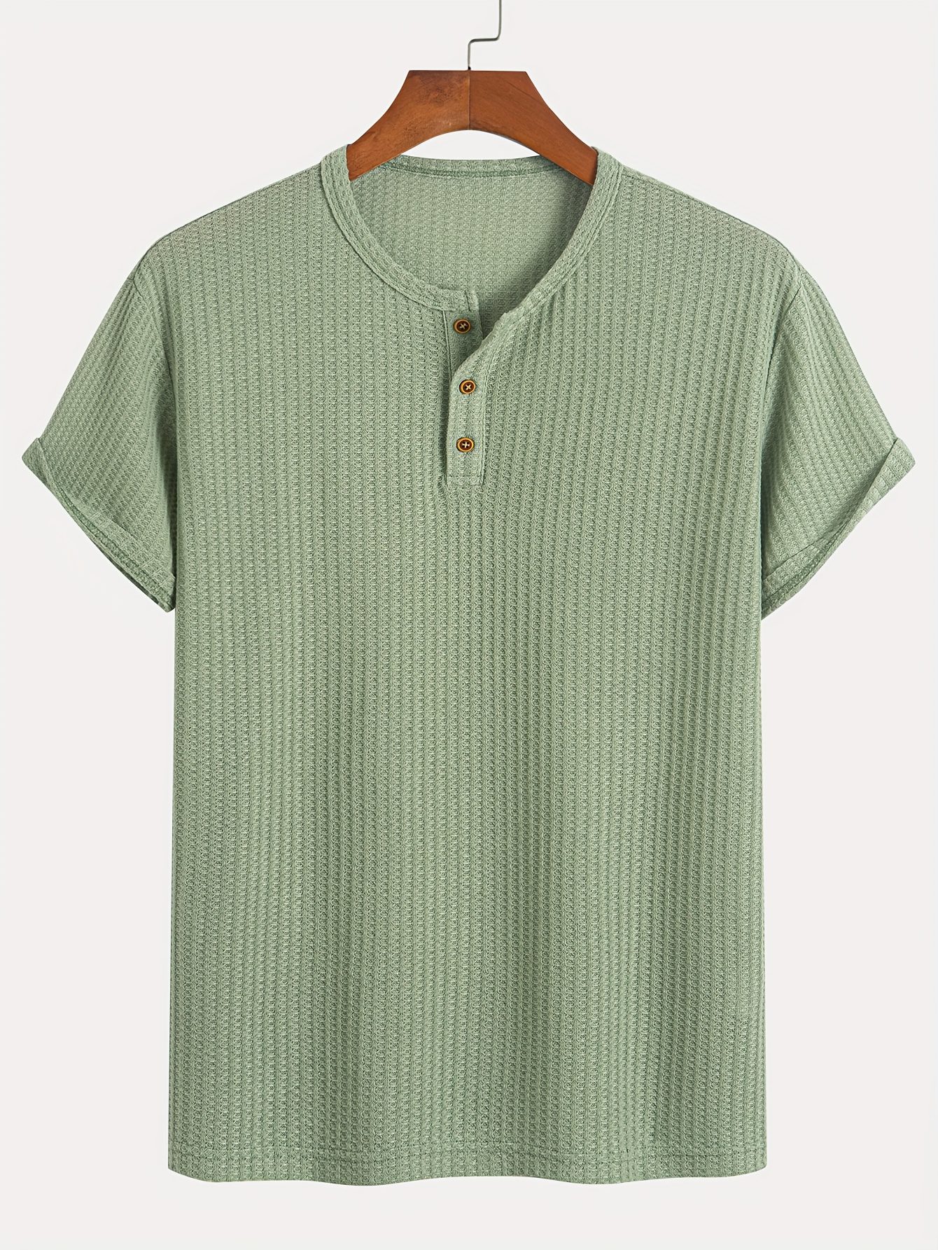 A Summer Short-Sleeve Cardigan T-Shirt with a Fine Check Pattern And Round Neck, Featuring a Knitted Jacquard Texture - Image 4