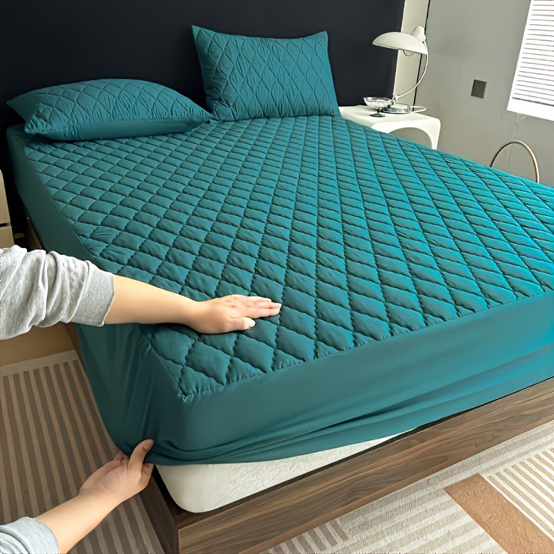 1pc Rhomboid Thickening Mattress Protector | Super Soft And Comfortable Polyester Fitted Sheet, Geometric Pattern, Ultrasonic Embossing, Suitable for Bedroom, Guest Room, Hotel Use - Image 9