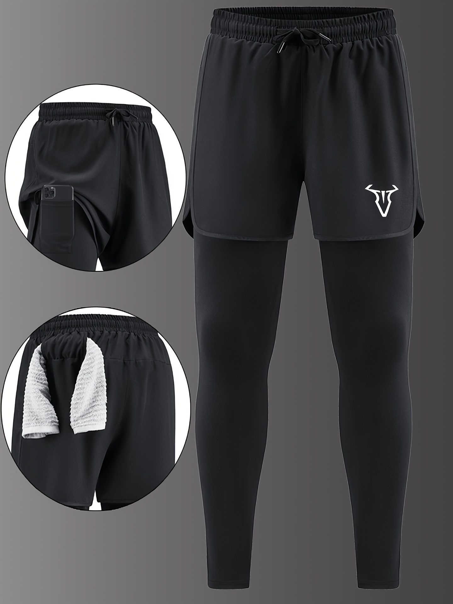Men'S Casual Sports Long Pants Suitable for All Seasons, Designed to Look Like Two Pieces, Featuring Pockets, a Regular Fit, Elastic Waistband, Quick-Drying And Breathable Fabric, Moisture-Wicking Properties, Ideal for Hiking, Training, Yoga - Image 7