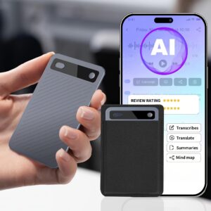 AI Ultra-Thin Portable Recording Device, Featuring AI-powered Transcription and Summarization, a 64GB Music Recording Device with App Control, Supporting 100+ Languages, for Recording Calls During Lectures, Meetings, Concerts, and Live Performances