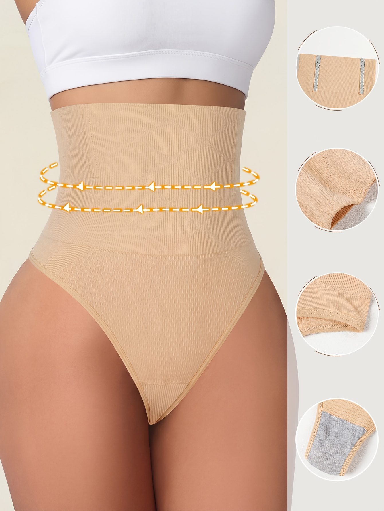 1pc High Waist Seamless Women's Thong Tummy Control Panties Women's Shapewear Buttock Lifter Tummy Control Waist Trainer Body Shaper Flat Belly Women's Shapewear - Image 7
