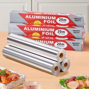 1 Pack Heavy Duty Aluminum Foil Roll - 30.48 cm Wide Food Grade Thick Kitchen Foil, Non-Stick & Waterproof Easy Tear (With Cutter Box) | for Food Storage, BBQ Prep, Graduation Party Decor, Summer Picnics | 65.66 Sq Ft, Disposable Food Storage
