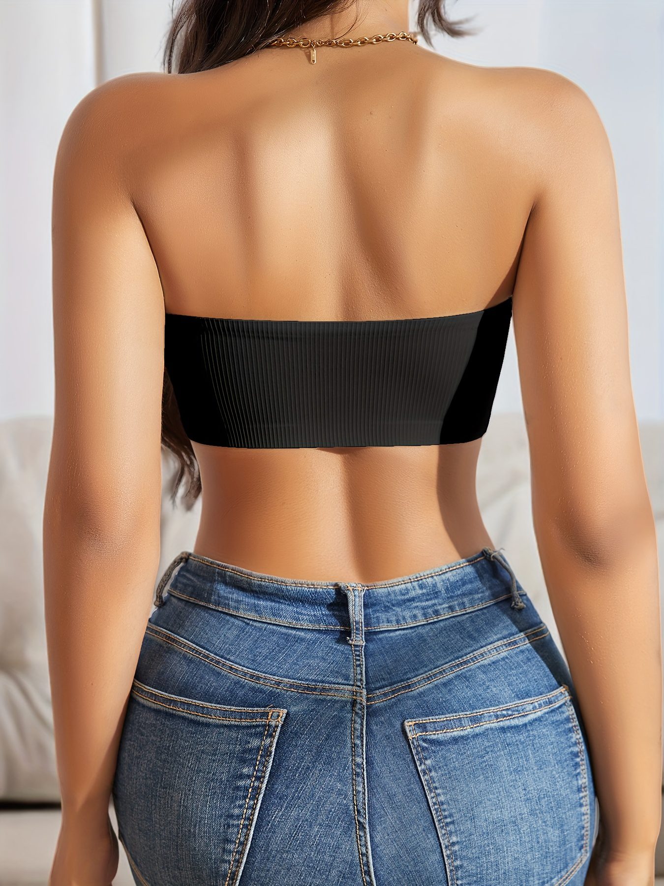 European and American Minimalist Wave-edged Strappy Front-clasp Sexy Comfortable Non-slip Bustier - Image 8