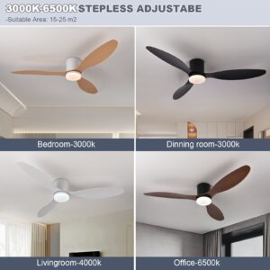 1pc 52-Inch Low-Profile Ceiling Fan with Light and Remote Control, 6 Speeds, Dimmable LED, Smart Timer, DC Motor, Suitable for Indoor or Outdoor Use in Dining Rooms, Living Rooms, Bedrooms, Etc