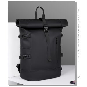 Men's New Trendy Fashion Roll-Top Backpack, Men's School Bag, Casual Travel Sports and Gym Backpack, Large Capacity Multi-Functional Backpack, Women's Matching Casual Backpack
