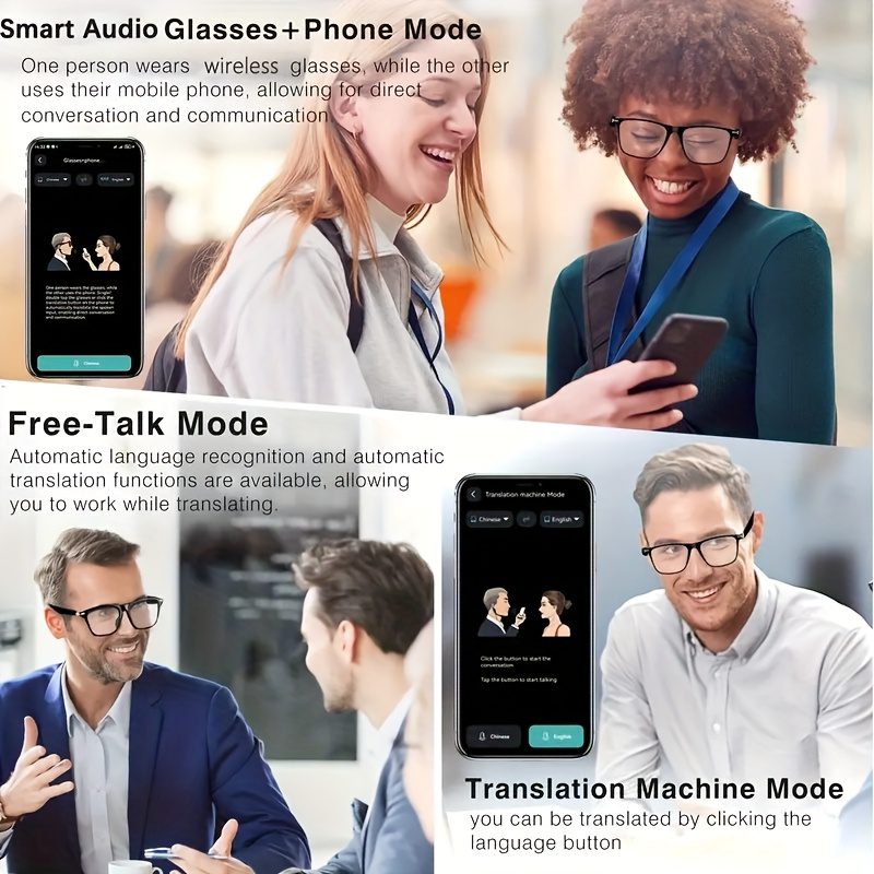 AI Smart Glasses That Support Real-Time Translation in 160 Languages, Featuring a Chat GPT System, New Multifunctional Audio Glasses for Both Men And Women, Equipped with Built-In Microphones And Speakers - Image 6