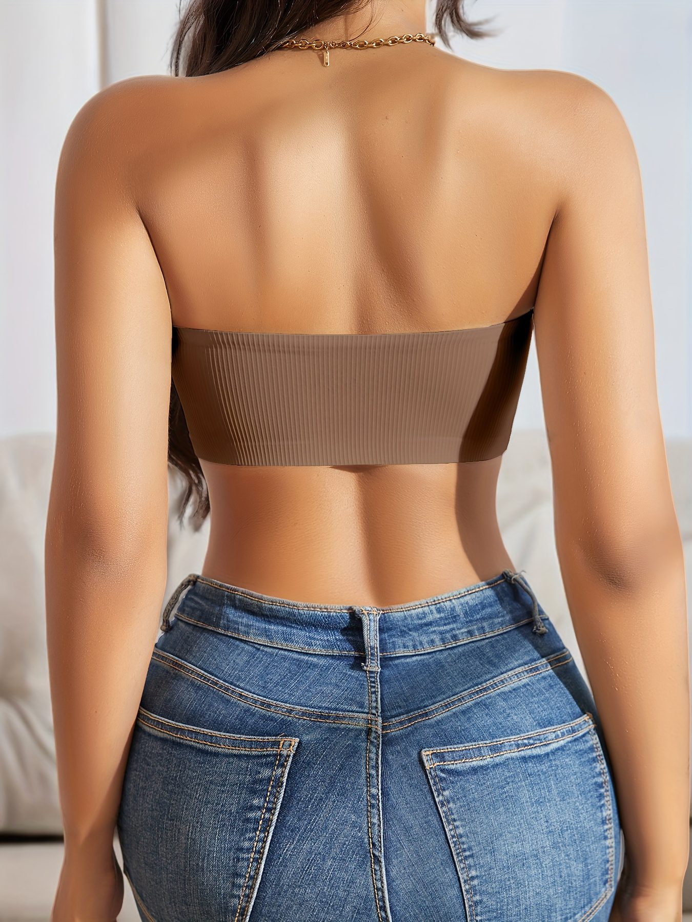 European and American Minimalist Wave-edged Strappy Front-clasp Sexy Comfortable Non-slip Bustier - Image 5