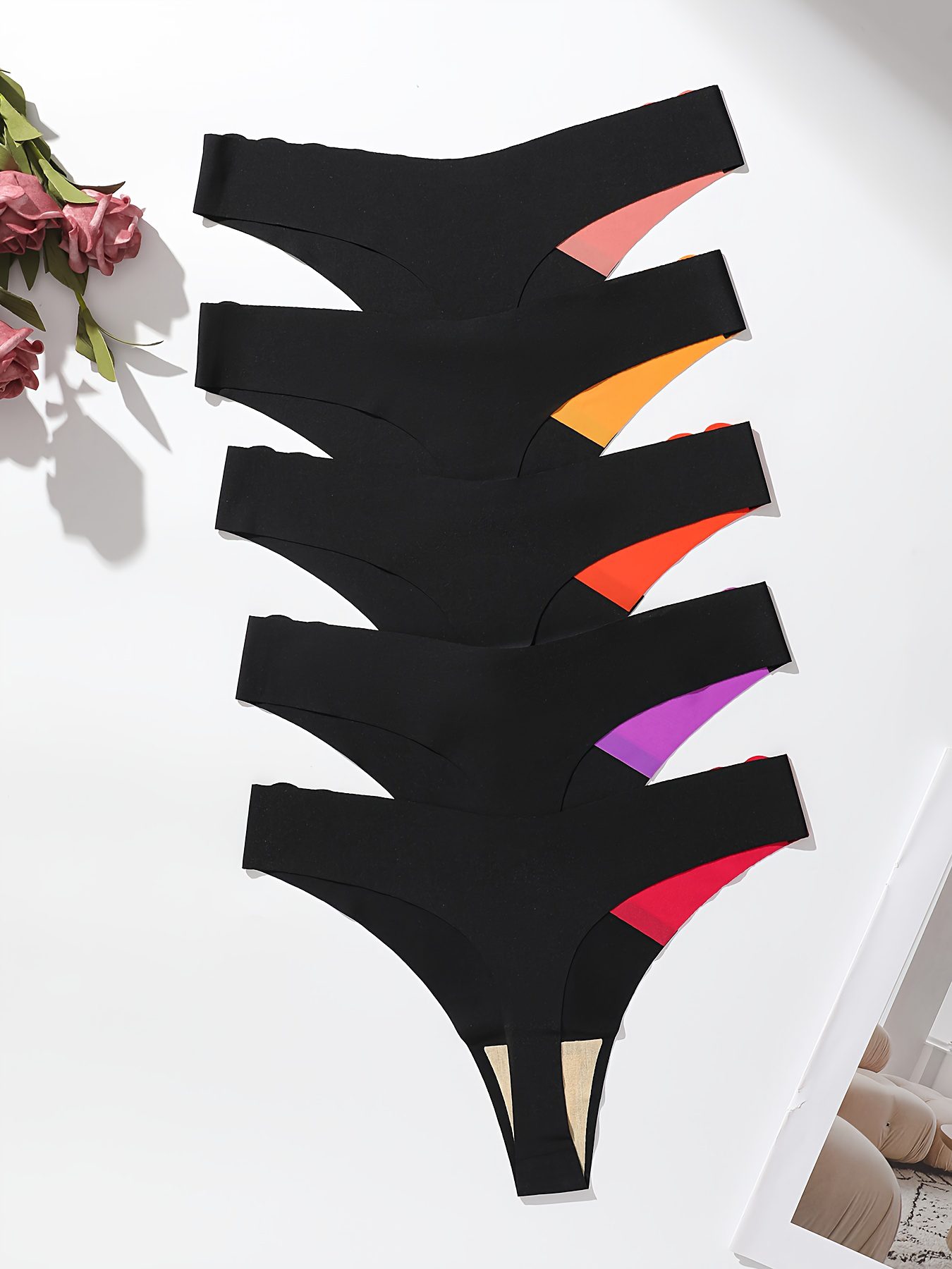 5-Pack Seamless Shell-Shaped Women'S Bikini | Comfortable and Breathable, Color Block Design, Ice Fiber Fabric, Suitable for All Seasons and Daily Wear - Image 4