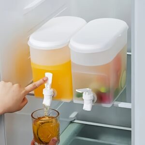 Large Capacity Refrigerator Beverage Dispenser with Faucet, Non-Rechargeable PP Drink Jug, Suitable for Lemonade, Juice, Tea, Fits Home Fridges - Modern White Cold Water Container