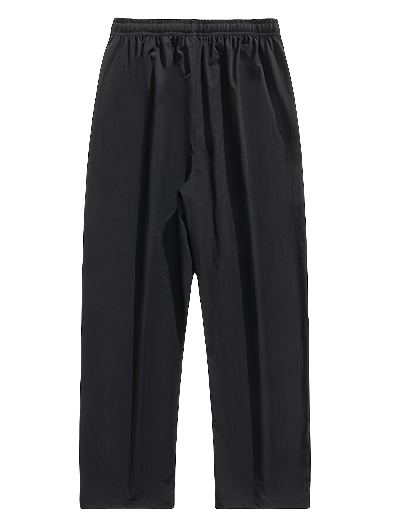 2025 Trendy Men's Spring-Summer Casual Pants, Loose Fit Joggers, Solid Color Sport Trousers, Polyester Long Pants - Image 5