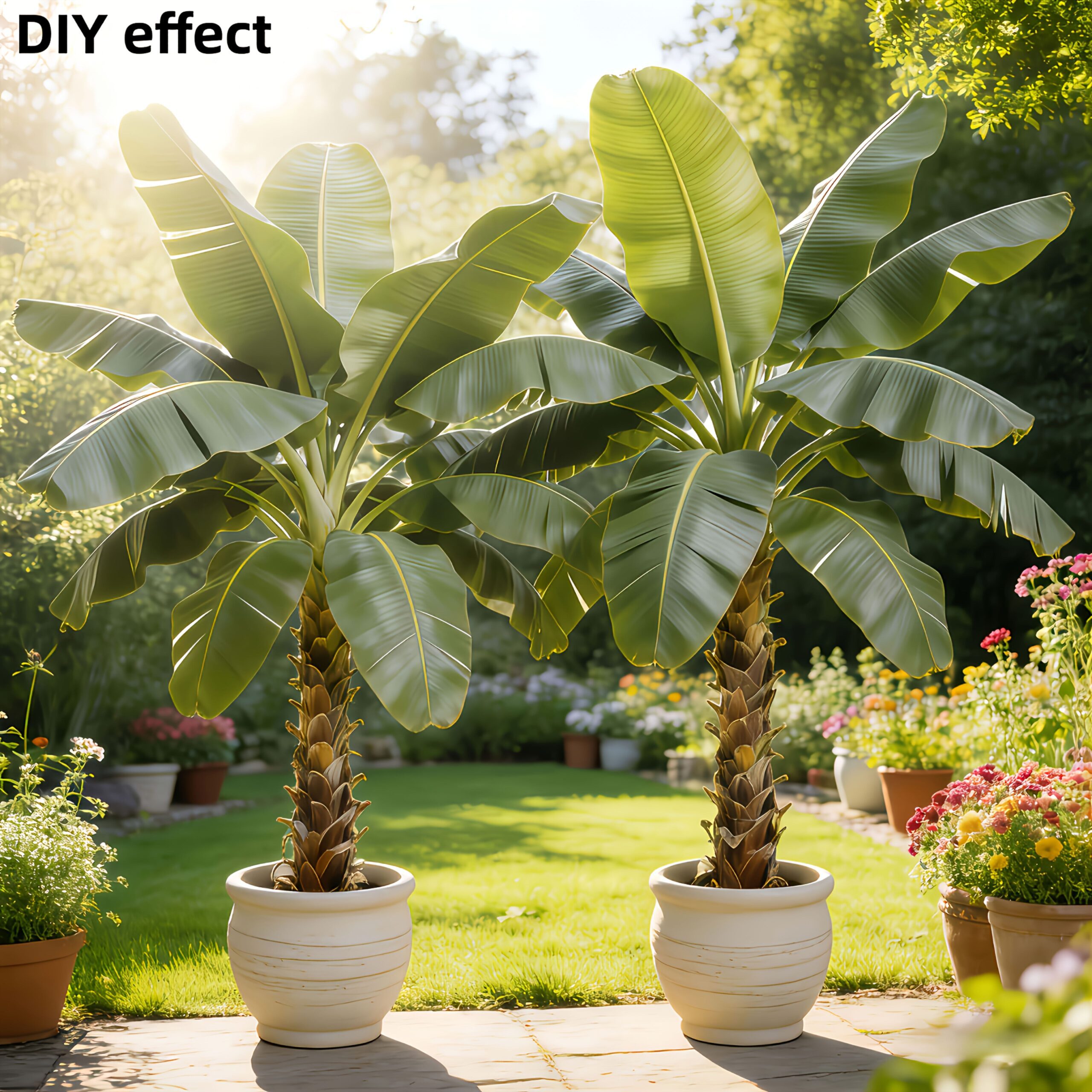 2pcs Large Outdoor Artificial Banana Tree - Wedding Garden Modern Decoration, Maintenance-Free Four Seasons Evergreen Money Tree Artificial Plant | Epiphyllum Evergreen Potted Plant, Large-Leaf Decorative Tree, Nordic Style Faux Tree for Courtyard - Image 5