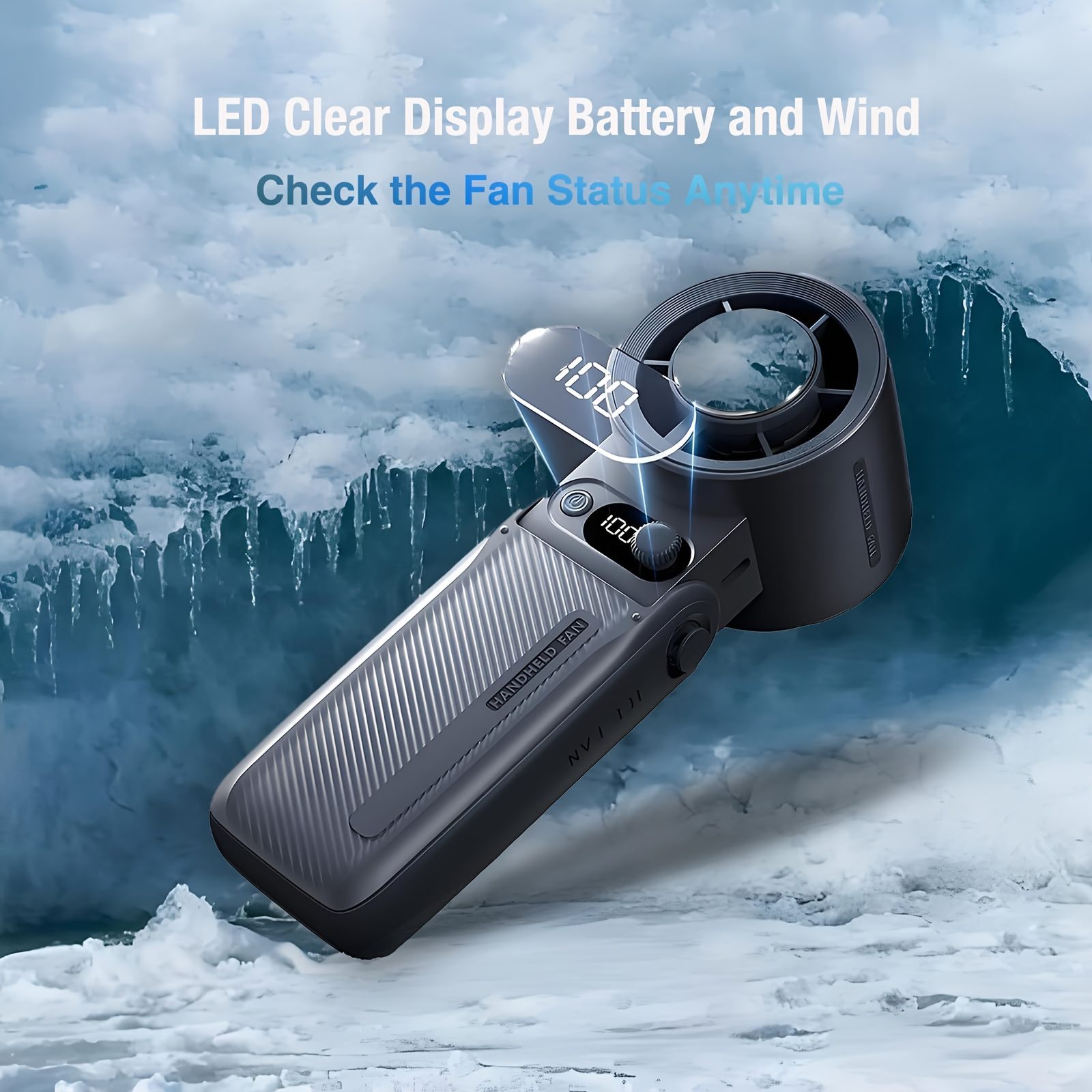 Portable electric fan, rechargeable handheld fan, 6000mAh, with ice pack, 199 speed handheld turbo fan, with digital display screen - quiet, suitable for outdoor, family, and outdoor travel. - Image 9