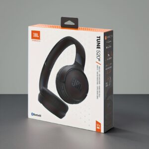JBL TUNE520BT Wireless Headphones with Noise Cancelling, Microphone & Usb-Powered, Rechargeable Battery, 5H Playtime, 2.5-5V Voltage, 2.5-5V Power, Type-C Charging, Volume Control, Push Button Control, Plastic Material, Without Cable, for Phone