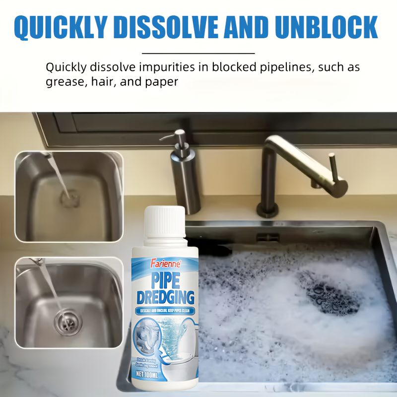 FARIENNE Advanced Pipe Unclogging Kit - Quick-acting Drainage Liquid, Specially Formulated to Prevent Blockages, Capable of Dissolving Hair and Oil Residues, an Easy-to-use Clog Remover, Suitable for Toilets, Sinks, Bathtubs and Floor Drains - Image 7