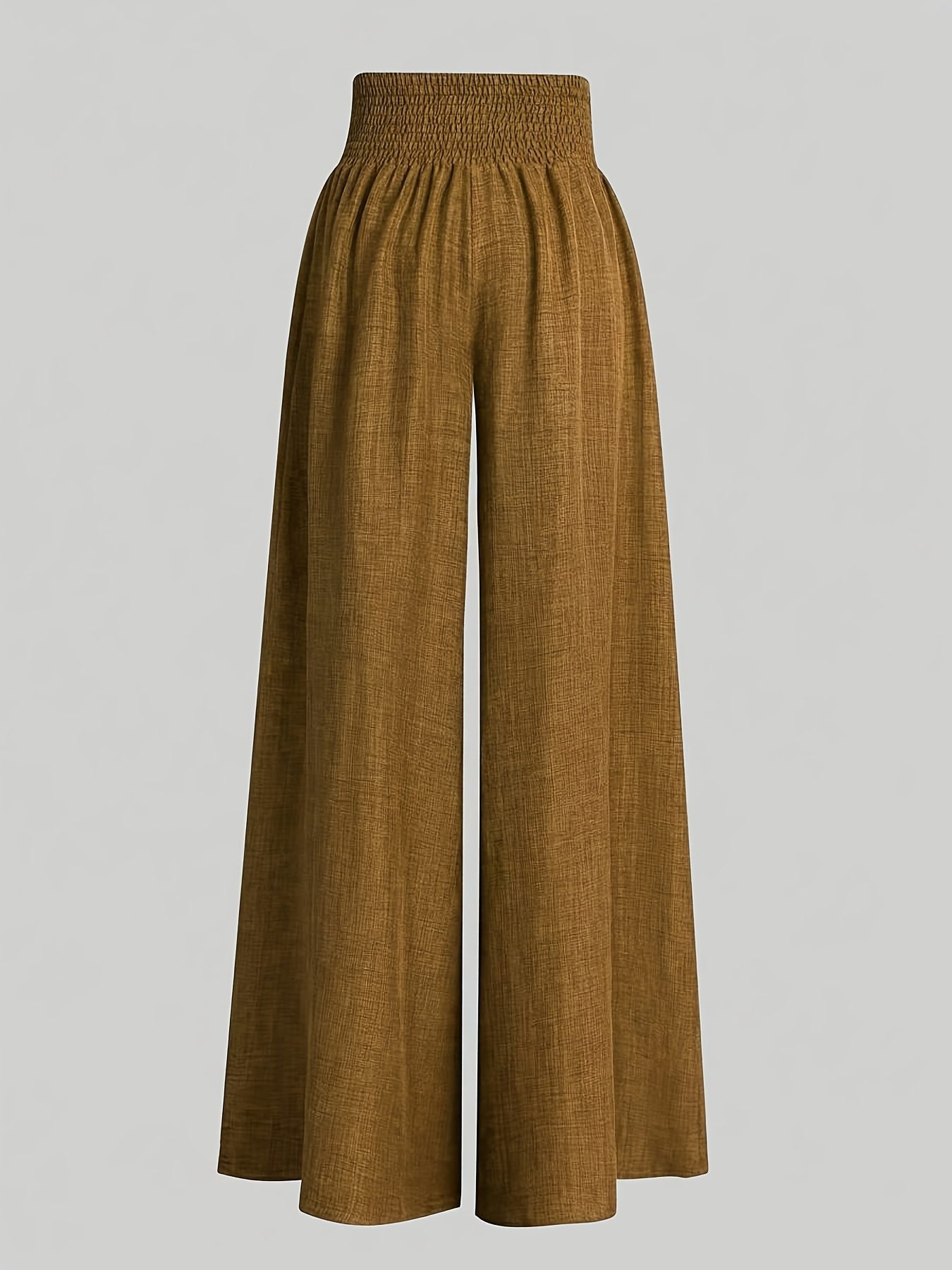 Women'S Casual Wide Leg Pants, Elastic Waist, Solid Color, Polyester 100%, Loose Fit, Long Length, Woven Fabric, 200g/m², for Spring/Fall, Weekend Casual Wear - Image 6