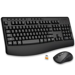 E-YOOSO 2.4Ghz Wireless Keyboard And Mouse Set, Low Voltage Prompt, Composite Multimedia Functions, Self-Sleep Function, Ergonomic Keyboard And Mouse Set with Support Wrist Rest, Convenient And Comfortable Keyboard And Mouse Operation