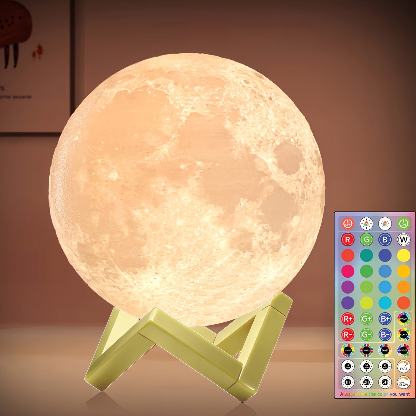 PINOCO Smart RGB 128-Color Moon Lamp with Remote & Touch Control, -Free Color/Brightness Adjustment, - Night Light Suitable for Bedside, Desk Decor, Birthday & Anniversary Gifts - Modern Crescent Light Bulb