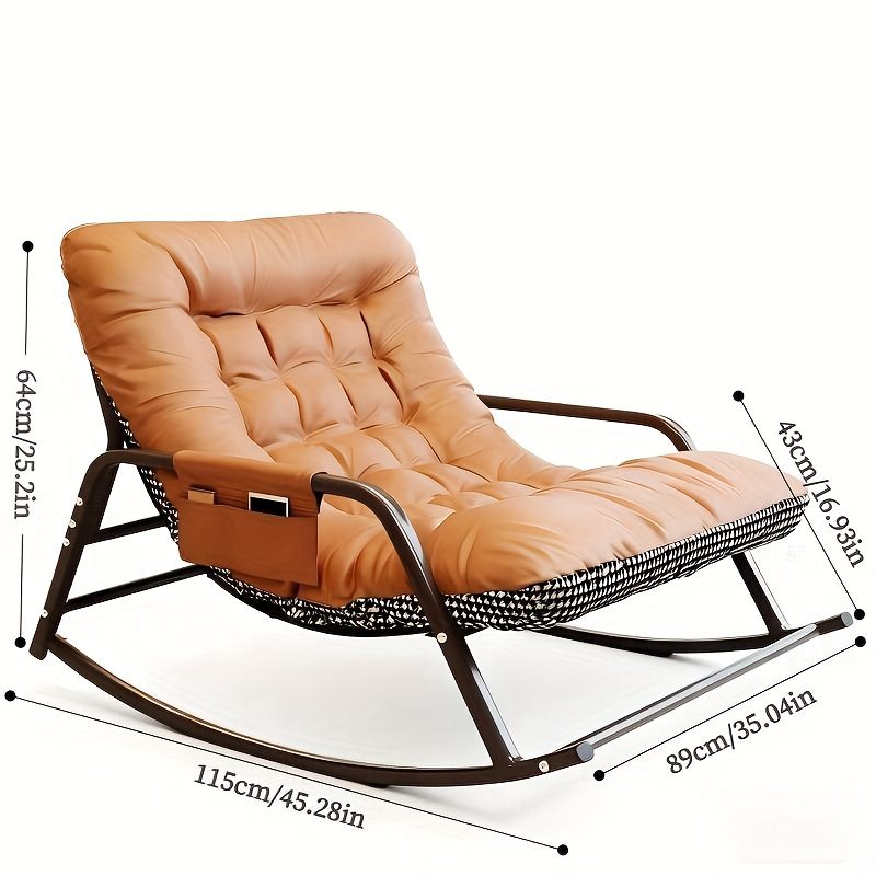 1pc - Modern Living Room Bedroom Rocking Chair | Indoor Double Sofa Lounger with Cushion, Garden Recliner with Armrests, Multi-Functional Zero Gravity Chair for Bedroom, Study, Reading Corner, Bay Window Area, Ergonomic Chair with Soft Cushion and M - Image 4
