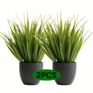 2pcs Lifelike Artificial Green Plants Potted Durable, Maintenance-Free and UV-Resistant Artificial Greenery Suitable for Indoor/Outdoor Decoration, Perfect for Home and Office, Farmhouse and Garden, Four Seasons Decorative Artificial Plant, Home Aesthetic
