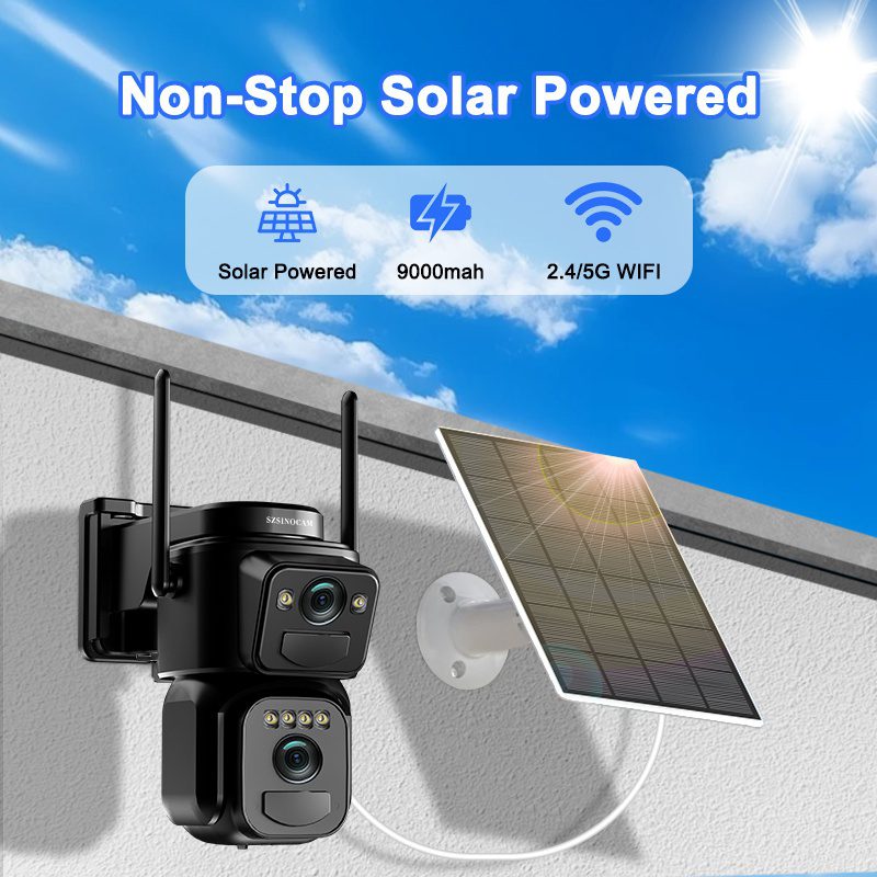 Wireless Outdoor Security Camera with Dual Lenses And Screens, Featuring 1296P Resolution, 5G Wifi, Solar Power, 360° View, Spotlight Color Night Vision, PIR Sensor, Auto Tracking, TF Card/Cloud Storage, And Two-Way Audio - Image 5