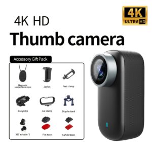 1 4K Thumb Camera | Portable High-Definition WiFi Camera for Cycling, Hiking, Outdoor Activities, and Daily Life Recording, PC Material, Rechargeable Lithium Battery, TF Card Storage